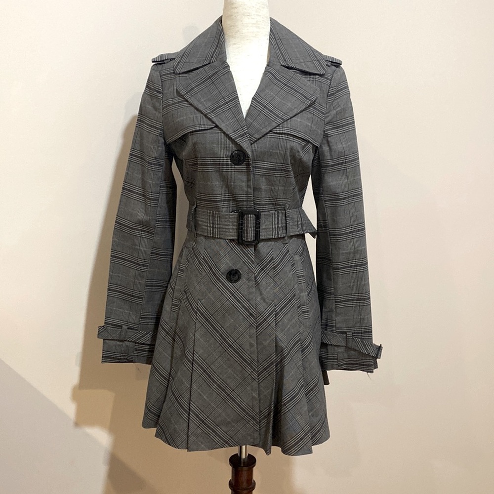Kenneth Cole Plaid Trench Coat